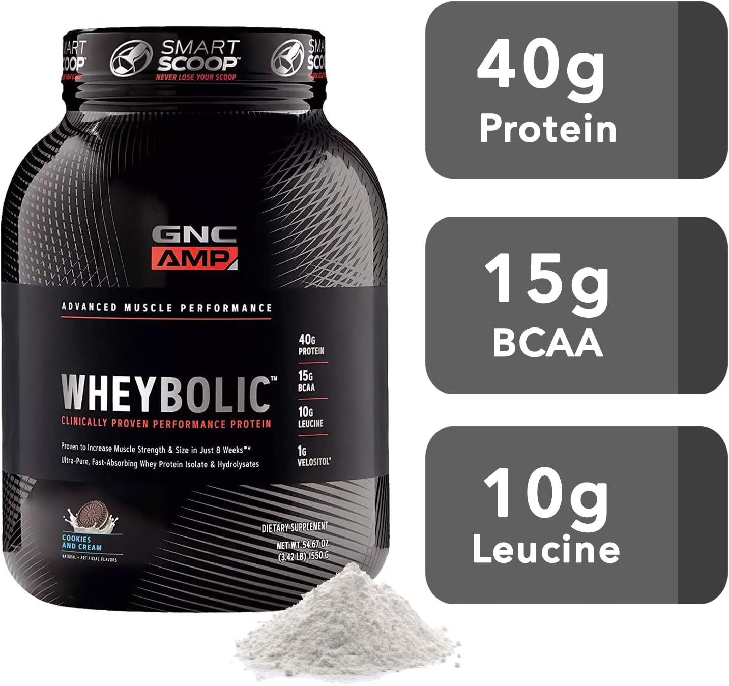 GNC Pro Performance AMP Wheybolic Extreme60 Original Protein Cookies Cream 3 lb