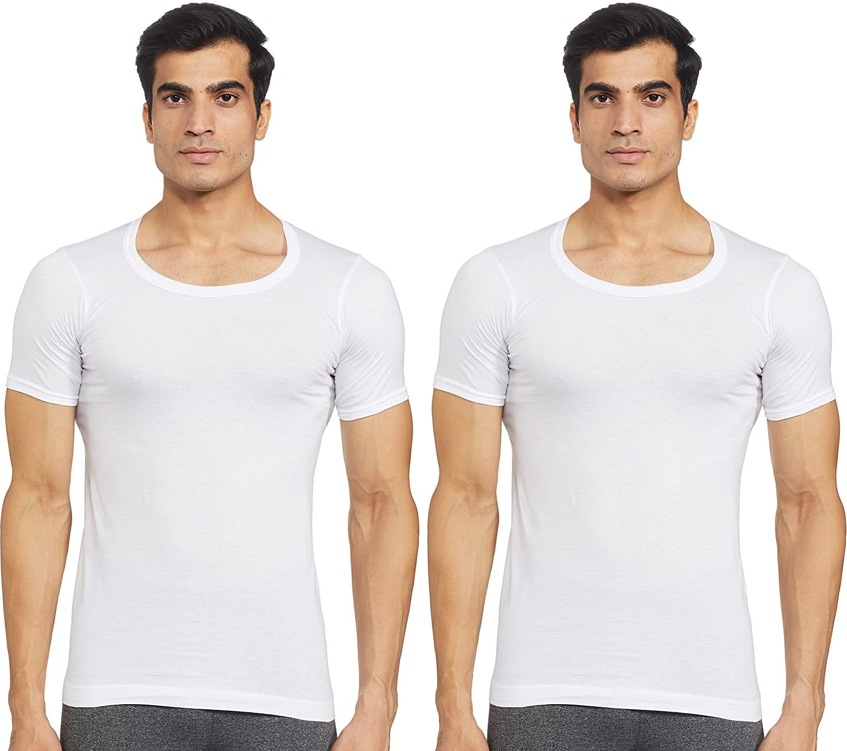 Men's Cotton Western Solid Vest (Pack of 2) (Frontline-Sky-White-RNS-2-95_White-image-10