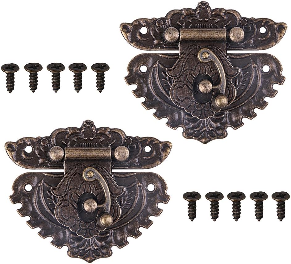 GTHER 2PCS Antique Vintage Latch Hasp, Vintage Buckle Latch Decorative