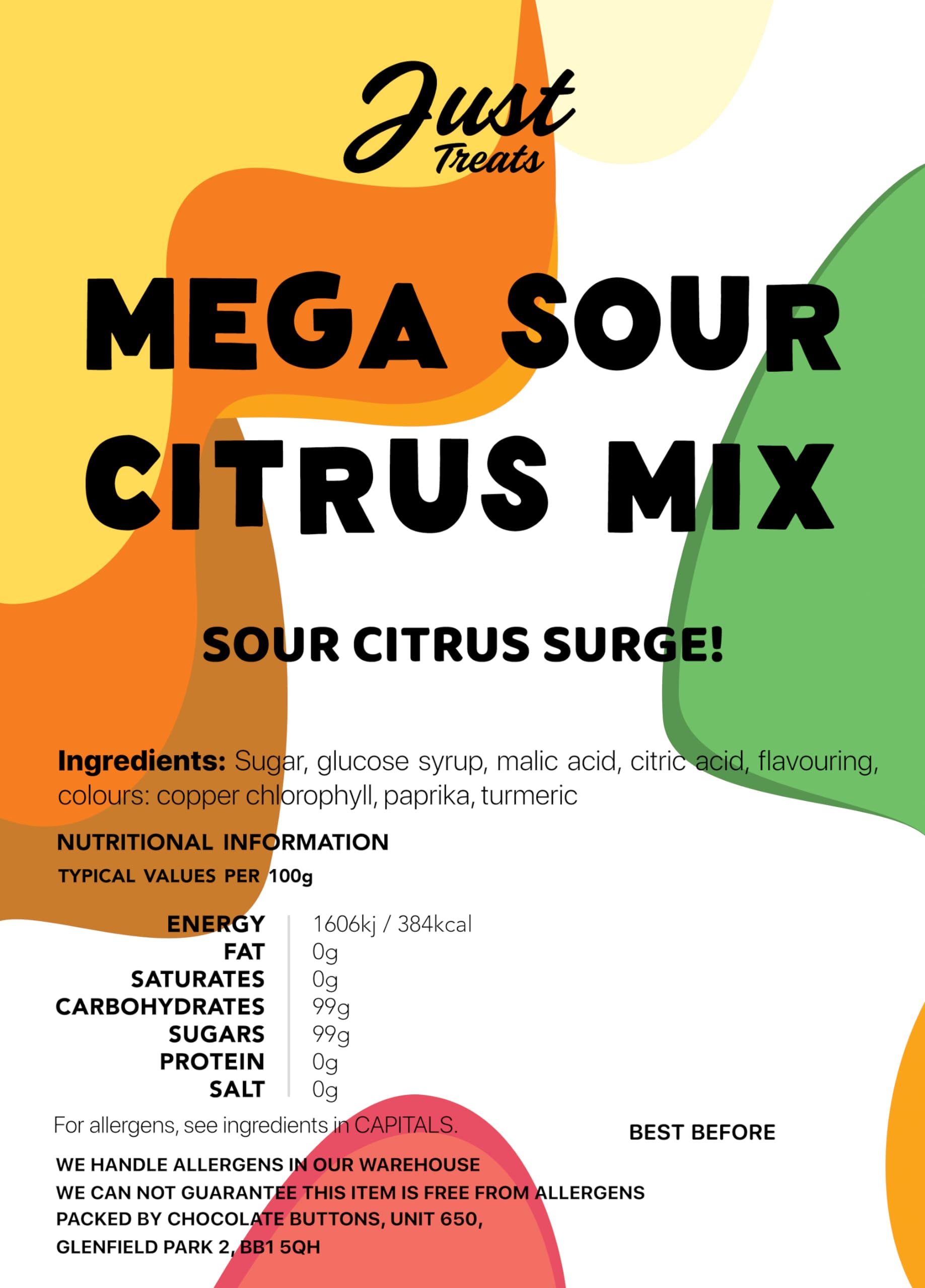 Just TreatsMega Sour Citrus Mix 1kg Party Bag