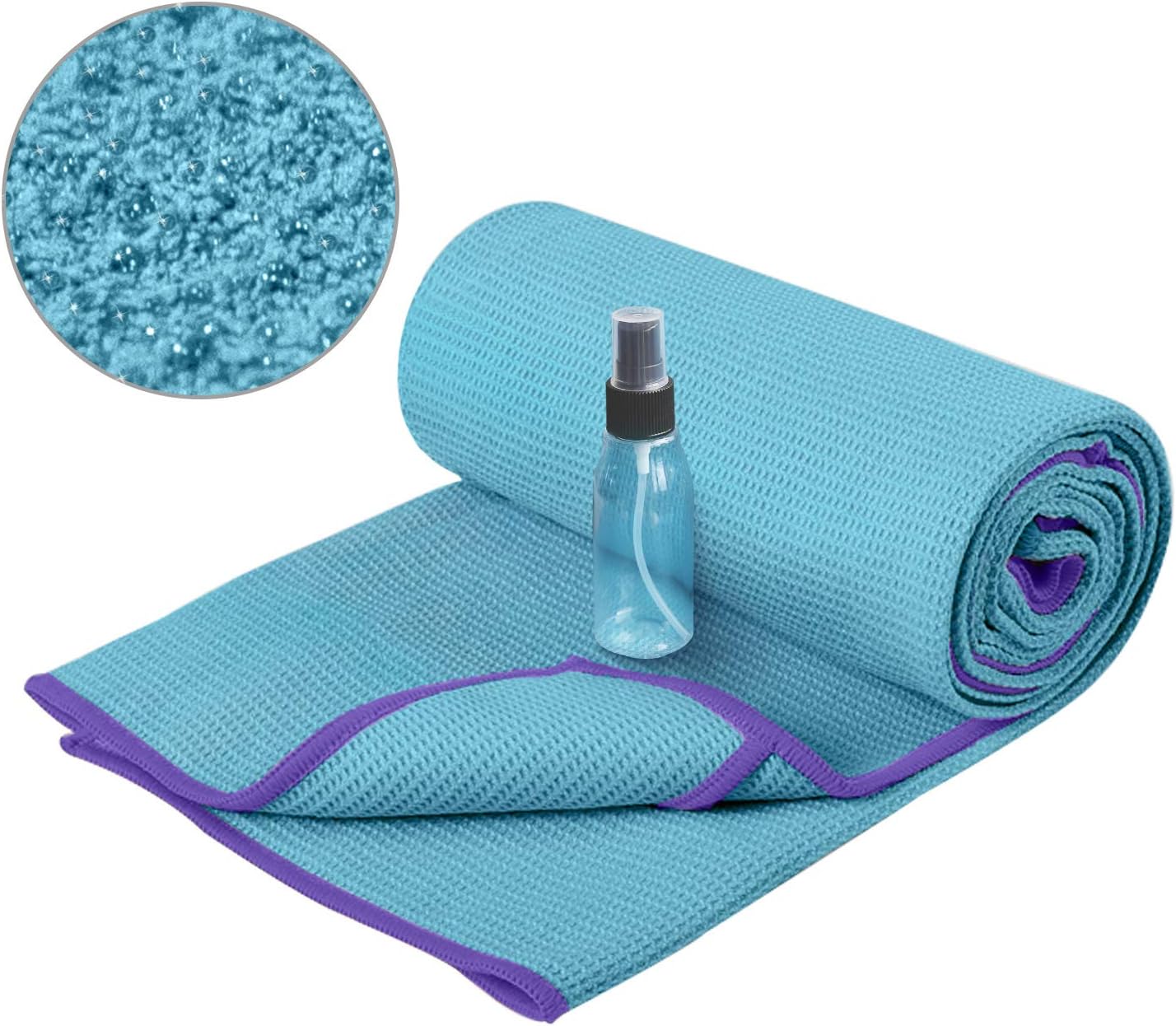 HeathyogaHot Yoga Towel Non Slip, Microfiber Non Slip Yoga Mat Towel, Exclusive Corner Pockets Design, Dual-Grip, Sweat Absorbent, Perfect for Hot Yoga, Bikram, Pilates and Yoga Mats
