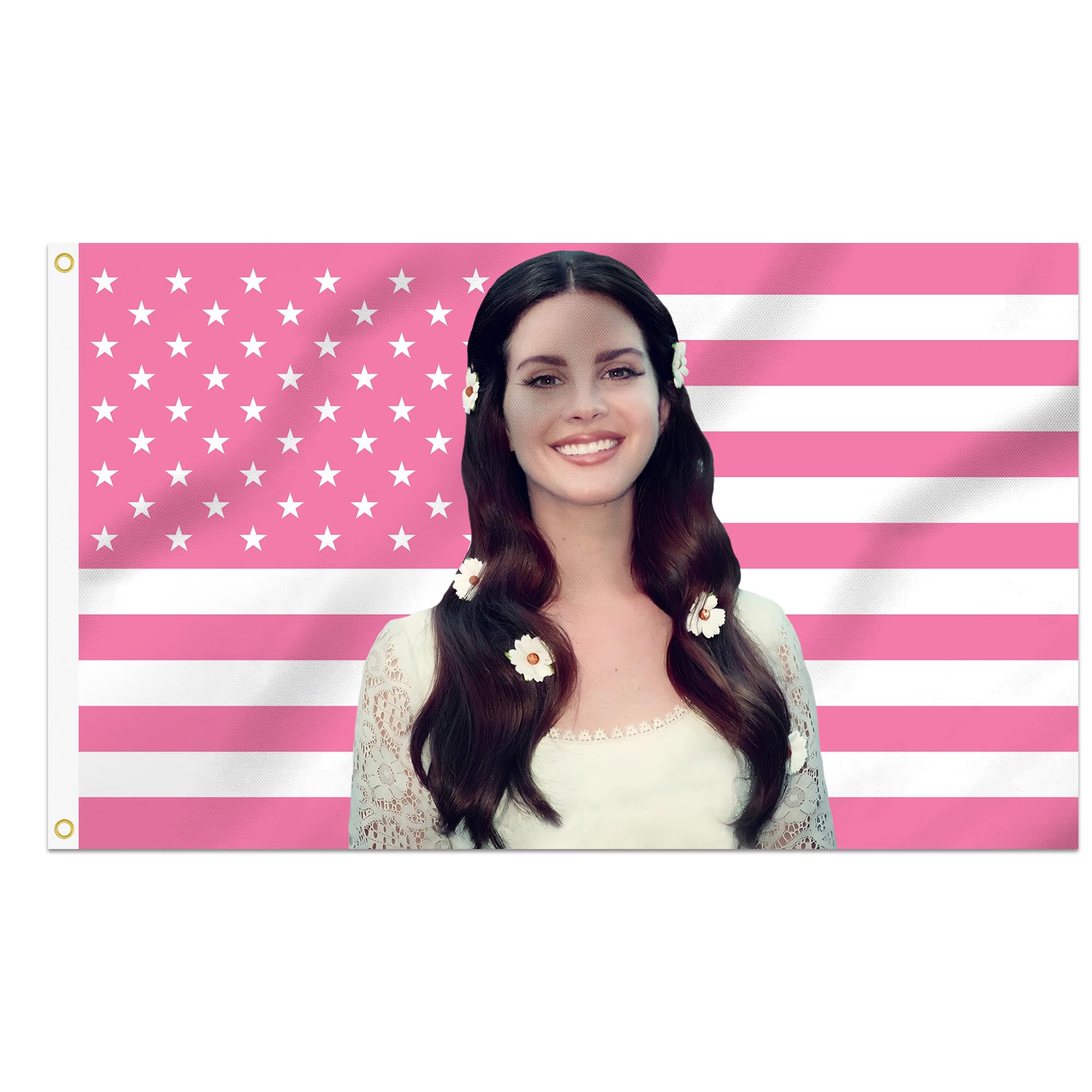 Shmbada 3x5 Foot LanaDel Decorative Rey Flag, Double Stitched with 2 Brass Grommets, Tapestry Wall Hanging for Room Decor, College Dorm, Outdoor Porch