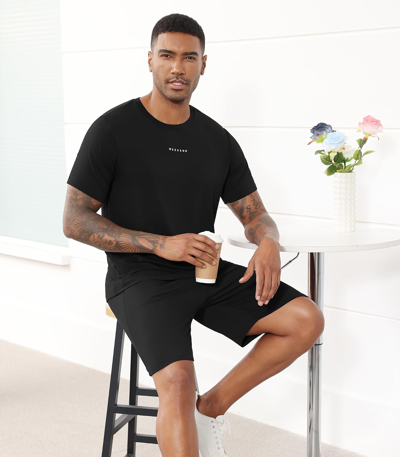 WiWi Super Soft Cooling Men's Tracksuit Set Breathable 2 Piece Jogger Outfit Modal Cotton Pullover Jogging Sweatsuits S-XXL image 3