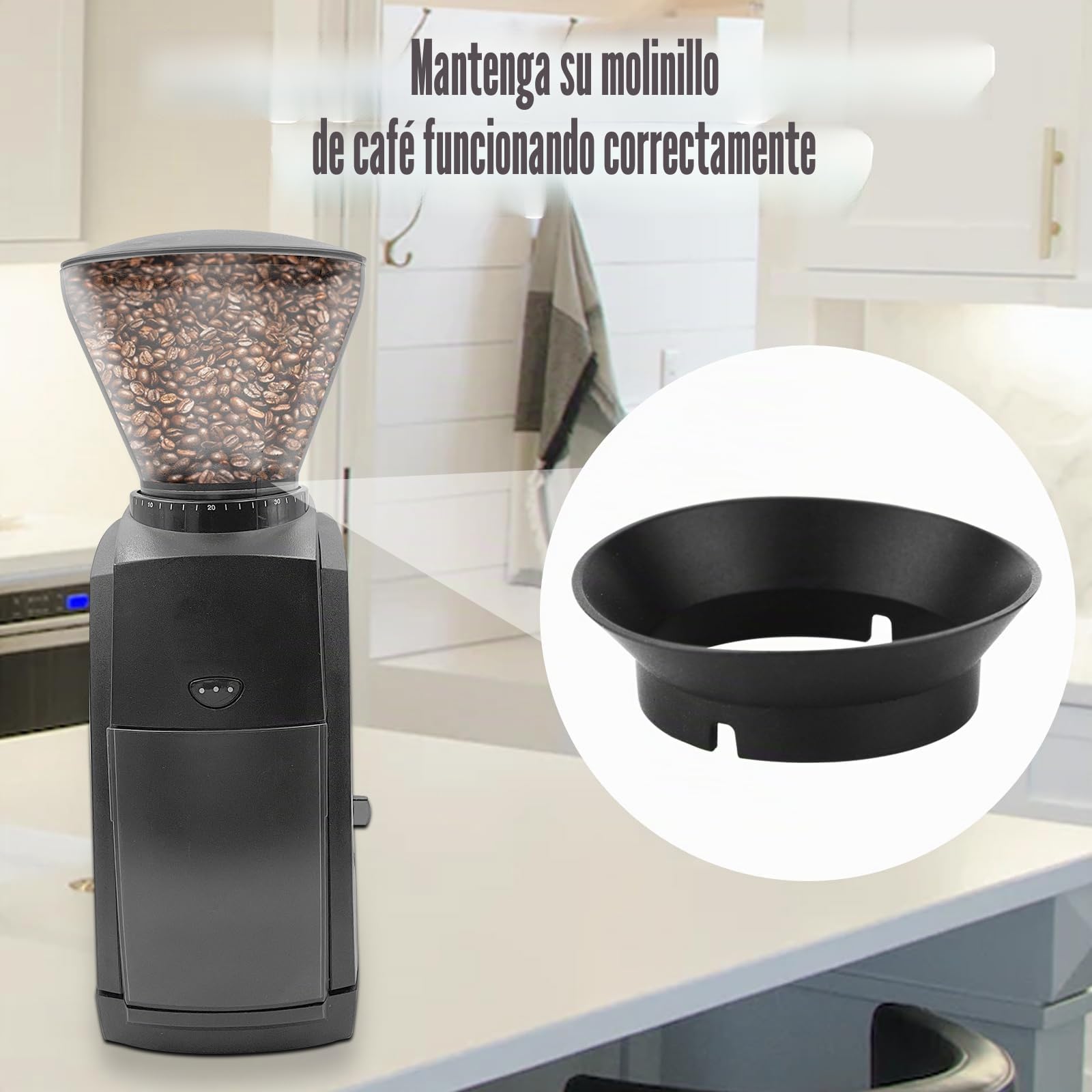 4uds Junta de Repuesto para Baratza Encore Molinillo, Silicona Junta de Molinillo de Café Anillo para Baratza Virtuoso Molinillo de Café y Molinillo de Café Eléctrico de Rebaba Cónica (Negro)