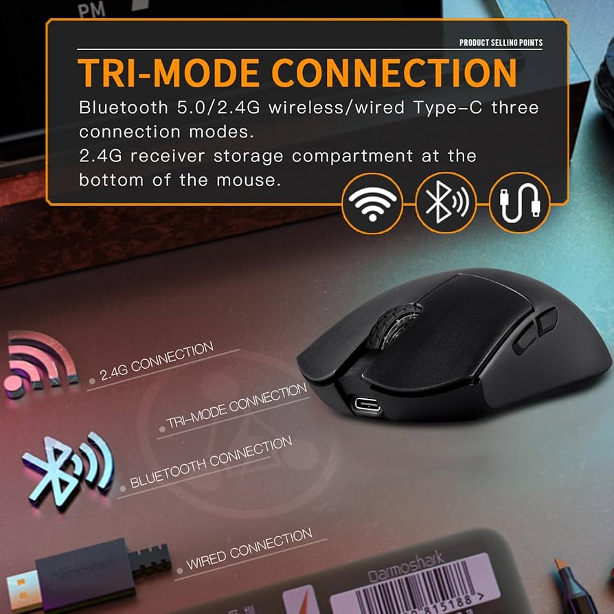 Amazon.com: Darmoshark M3 Pro Wireless Gaming Mouse,Tri-Mode 2.4G