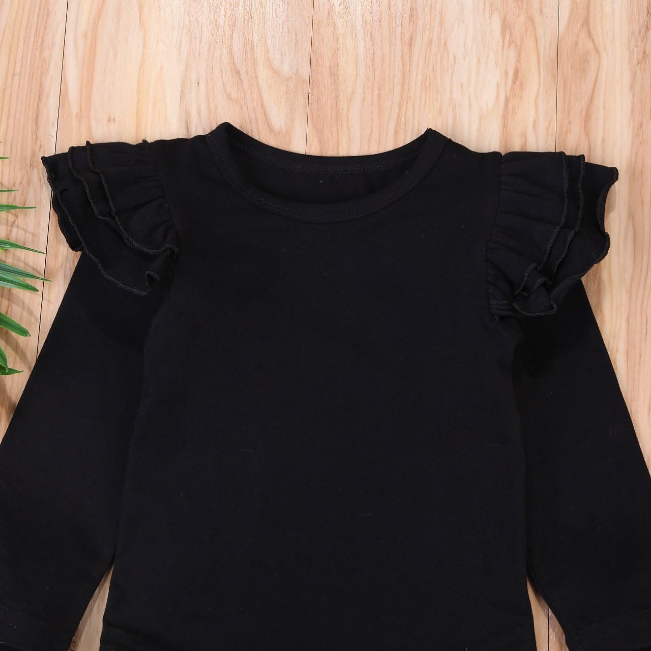 Infant Baby Girl Basic Ruffle Long Sleeve Cotton Romper Bodysuit Tops Clothes - Image 5