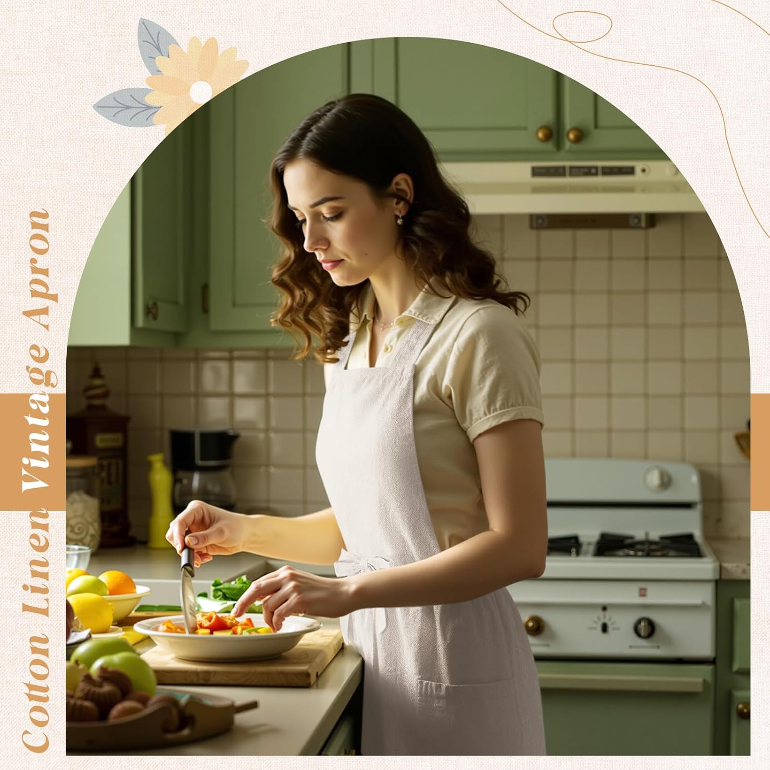 100% Cotton Aprons with Pockets Pinafore Dress for Women Vintage Cute Aprons for Kitchen Baking Gardening Painting - Image 4