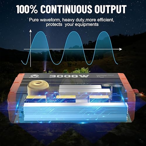 Miniatura 2 de Inversor de corriente de onda sinusoidal pura de 3000 vatios, convertidor de 12 V CC a 110 V CA para vehículohogarRVcamión, inversor de energía