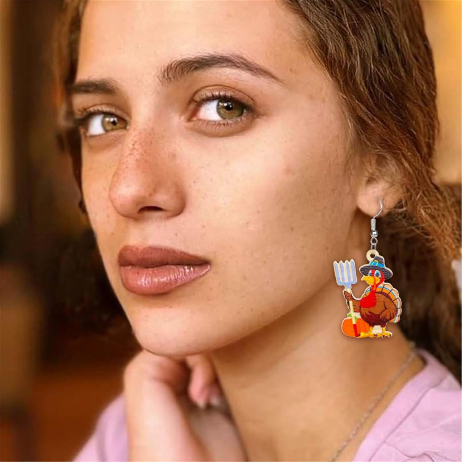 Thanksgiving Turkey Dangle Earrings for Women Cute Red Turkey Earrings Autumn Food Jewelry Christmas Novelty Unusual Quirky Gifts - Image 2