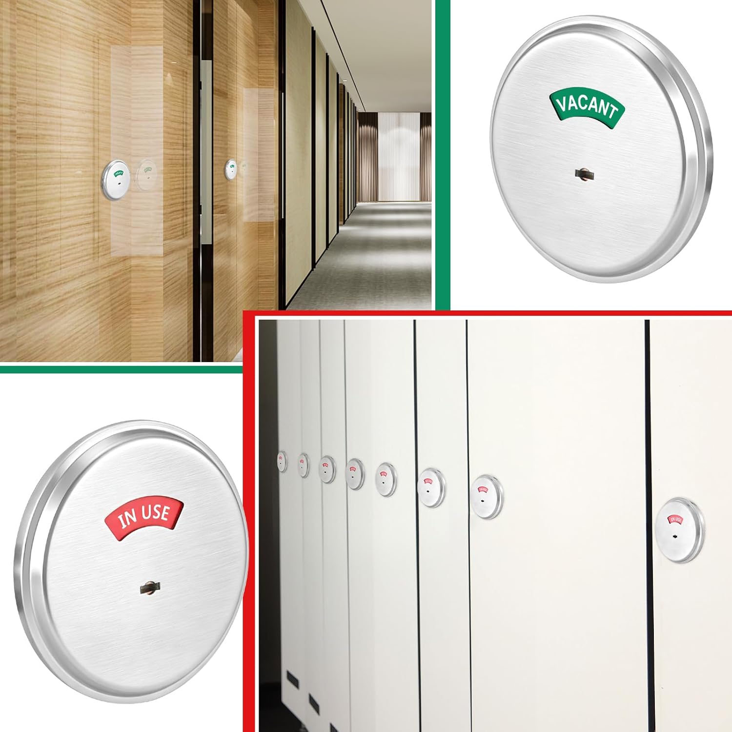 1 Pcs Deadbolt with Occupancy Indicator in Use Vacant Commercial Deadbolt Privacy Indicator 304 Stainless Steel Lock for Bathroom Office Fits 1-3/8" to 1-3/4" Thick Doors