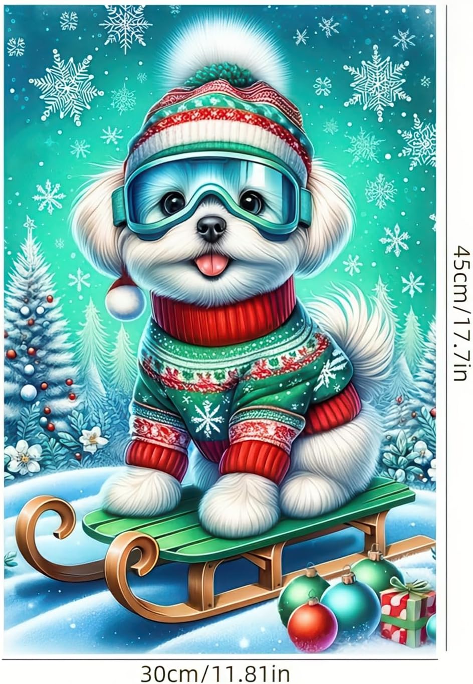 Christmas Double Sided 12x18 Flag Winter Dog Garden Flag Adorable Maltese Dog Skiing Garden Flag Snowflakes And Ornaments Charming Winter Design For Holiday Outdoor Lawn Decor Banner - Image 5