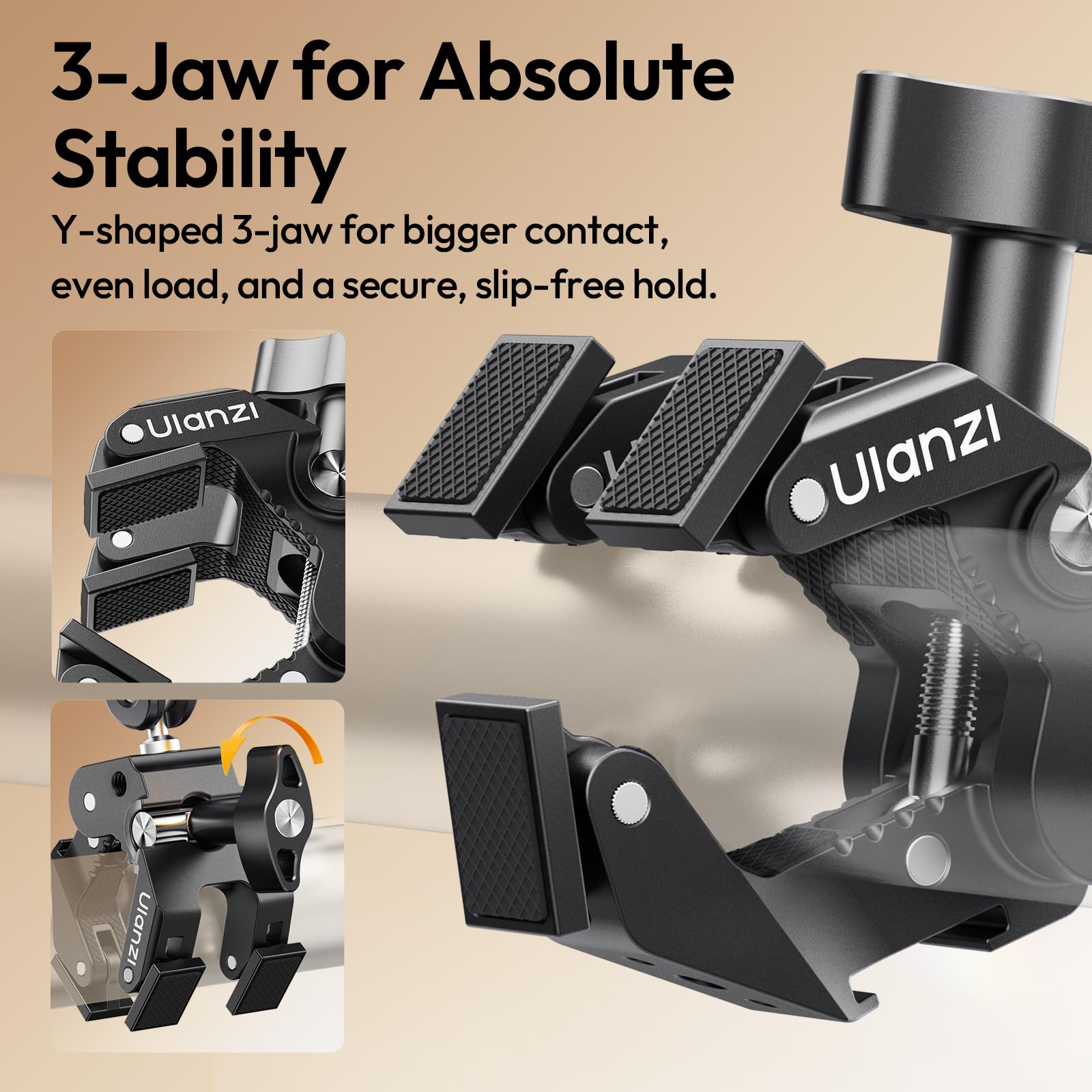 ULANZI CO78 Bras Magiques à Super Clamp avec Rotule 360°, Trépied à Pince avec Positionnement 1/4" & Arri, Support de Téléphone avec Sabot Froide & Filetage 1/4" pour iPhone/Lampe/Caméras d'action