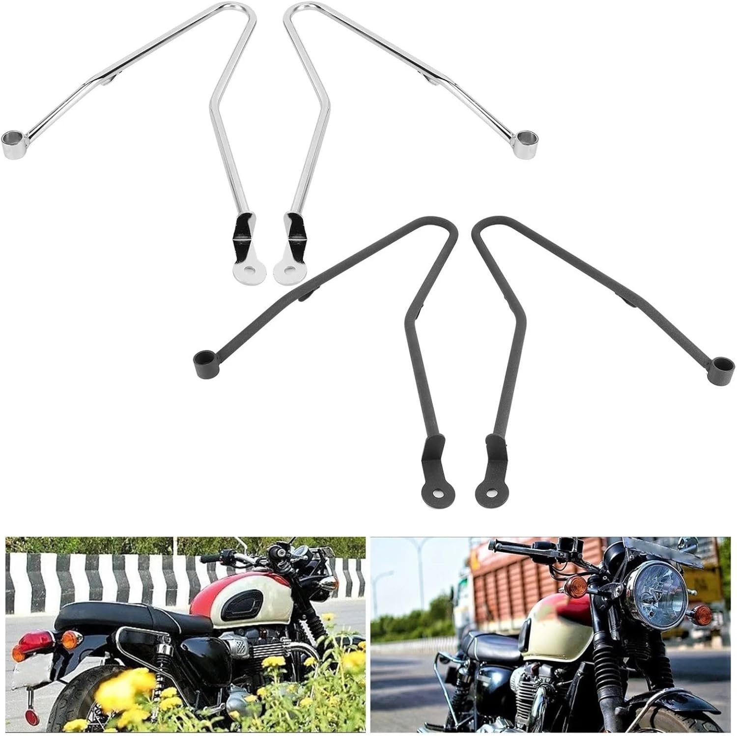 Replacement Saddlebag Support Bars Mounting Guard Bracket Fit for Triumph Bonneville T100/Thruxton 900(Black Pre-LCI A)