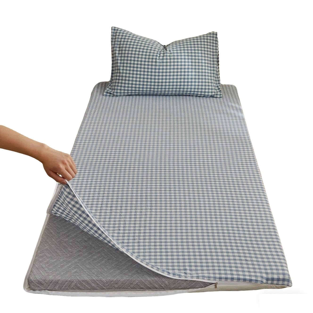 Funda de colchón futón japonés azul claro lavable de 80x190 cm