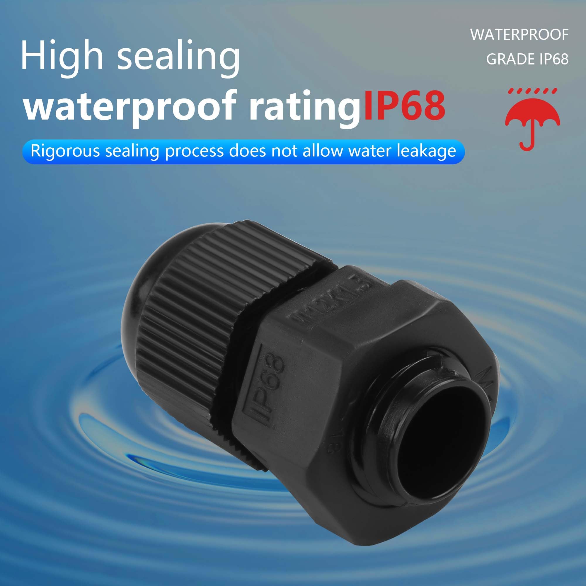GINTOOYUN 10 unidades M12 x 1,5 glándula de cable impermeable de nailon articulado 3 mm 6,5 mm