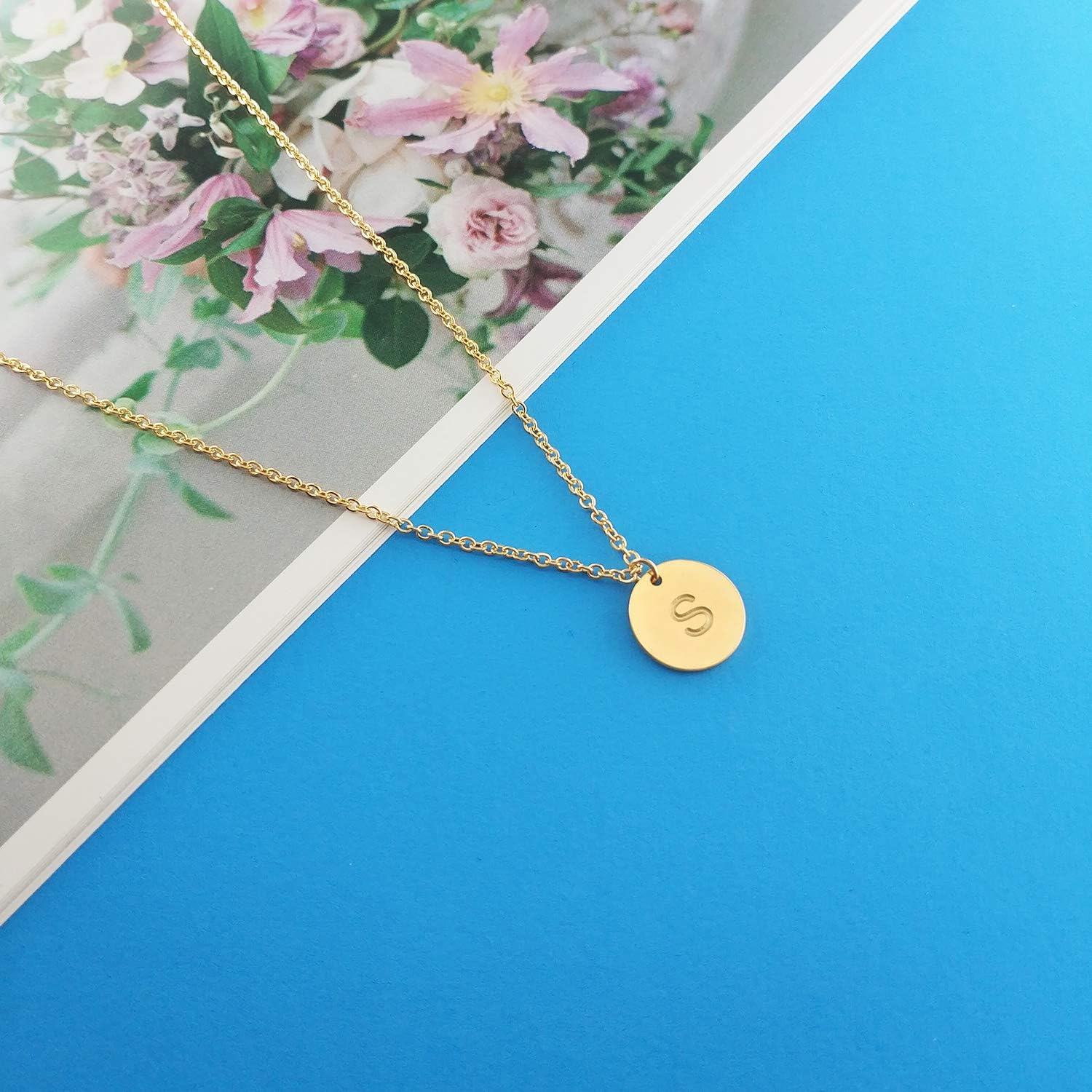 MOMOL Gold Initial Necklace 18K Gold Plated Stainless Steel Coin Engraved Heart Letter Necklace Name Necklace for Women - Image 4