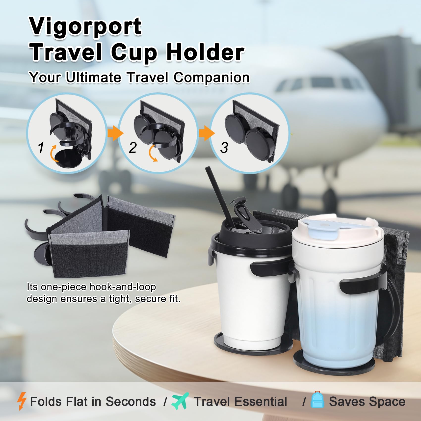 Luggage Travel Cup Holder for Suitcase Handle Drink Caddy Coffee Mugs Bottles