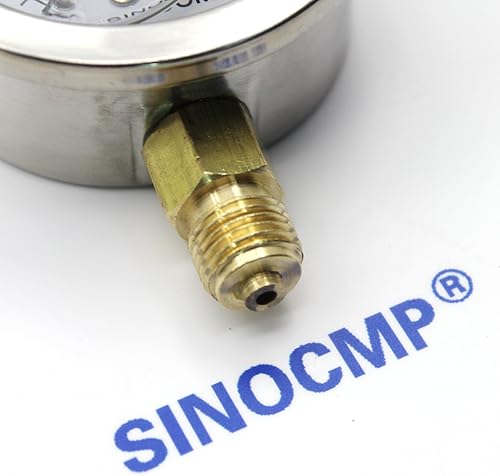 Miniatura 6 de SINOCMP Medidor de presión hidráulica 60Mpa0-600Bar0-10000PSI Económico Multiuso Doble Escala Calibre Lleno de Glicerina de Acero Inoxidable