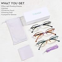 Vista 6 de Blue Light Blocking Reading Glasses for Women Cute Computer Readers Rectangular Lightweight Cheaters Glasses 3 Pack