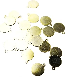 [HARU雑貨] 貼り付けパーツ 20個セット 6mm 8mm 10mm カン有り 丸 ラウンド メタルプレート チャーム