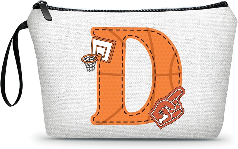 Necessaire de maquiagem ARIOSEY com estampa de basquete, modelo D, em lona com zíper