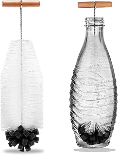 Cepillo para Botellas De Cristal 35cm Limpiador Compatible con Sodastream Reutilizable Cepillos para Botellas Sin ArañAzos para Botellas De Vidrio, Botellas De Agua, Biberones-Blanco