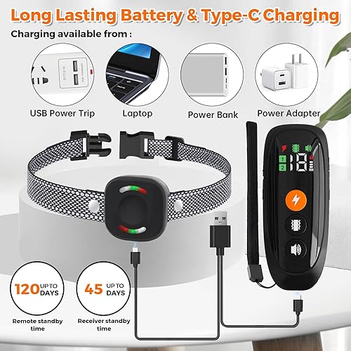 Miniatura 6 de MODUSKYE - Collares de vibración para perros, collar de entrenamiento para perros con control remoto de 2600 pies, recargable a control remoto,