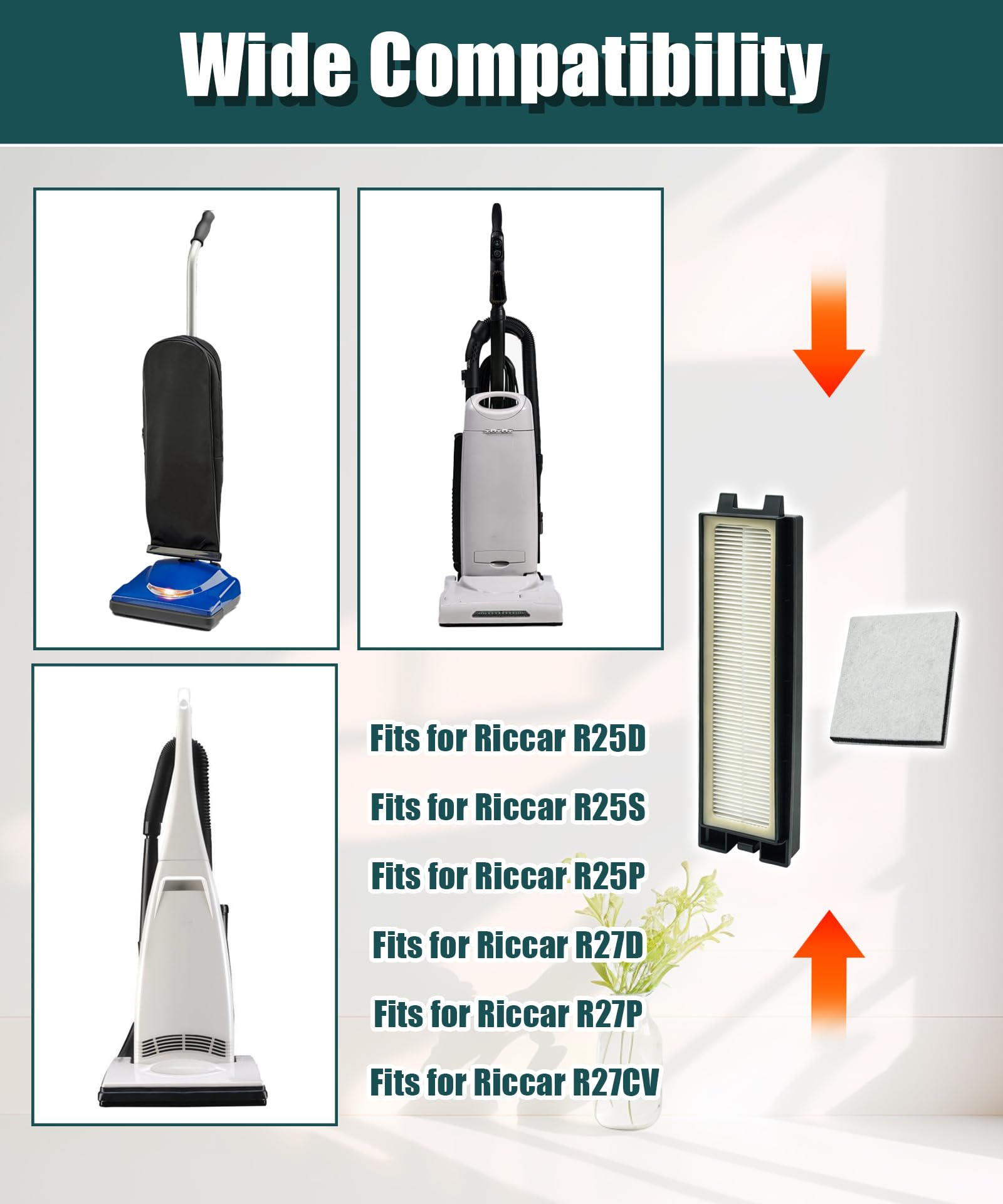 Filtro de repuesto HEPA R25 para aspiradora Riccar R25 R27 Series, compatible con R25D R25S R25P R27D R27P R27P R27CV