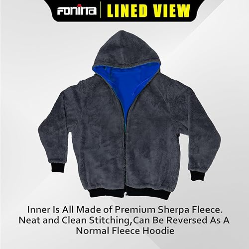 Miniatura 3 de FONIRRA Sudadera con capucha de forro polar de alta visibilidad ANSI Clase 3 para hombre con parte inferior negra, ropa de trabajo para hombres