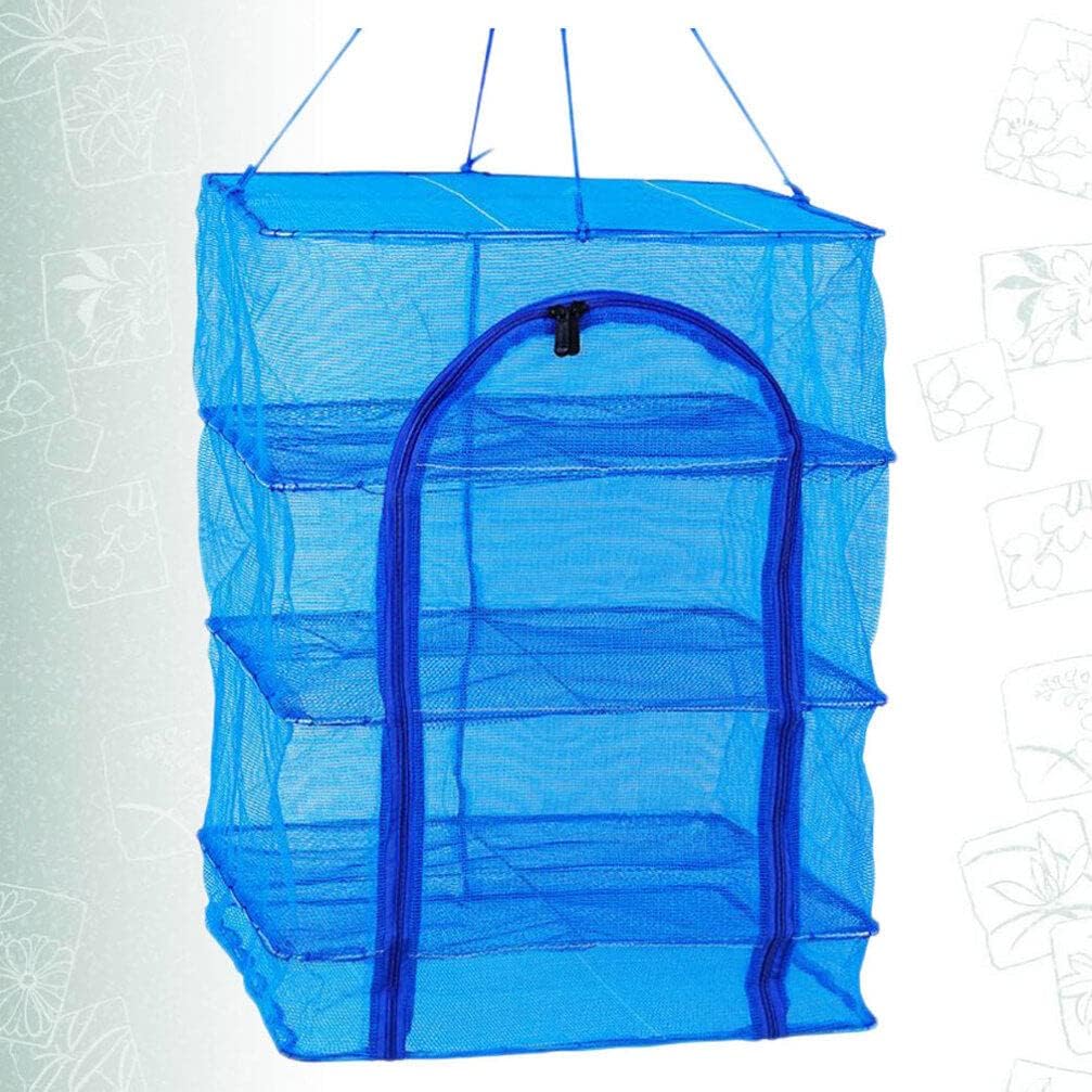 Gatuida Hanging Drying Net, 4 Layers Foldable Fish Mesh Hanging Drying Rack for Shrimp Fish Fruit Vegetables(66X50cm) Hanging Dryer Rack