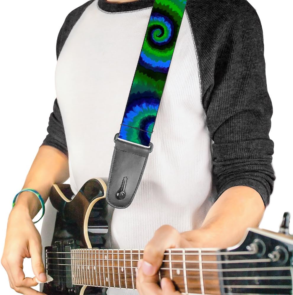 Buckle-Down Guitar Strap Tie Dye Swirl Green Blue Purple 2 Inches Wide