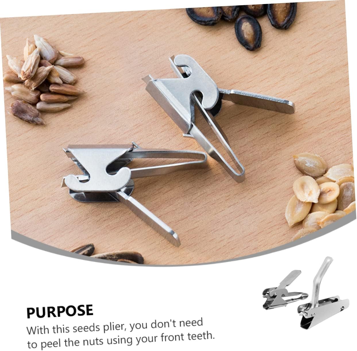 2 Pcs Stainless Steel Nut Crackers for Pine Nuts and Melon Seeds