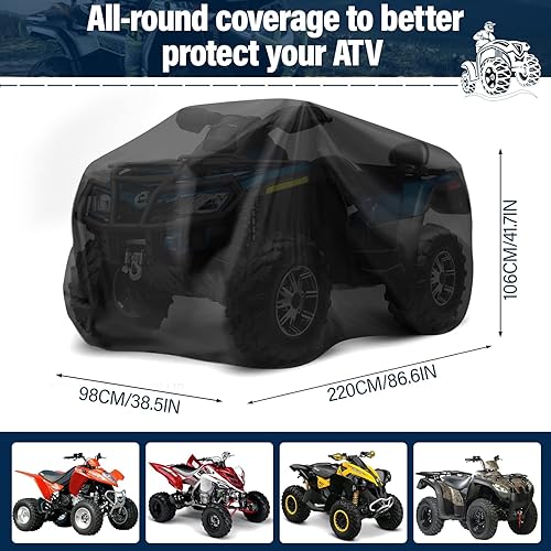 Miniatura 2 de Cubierta para cuatrimoto, impermeable, resistente al viento, protección para todo tipo de clima, 4 ruedas para Kawasaki, Honda, Polaris, Yamaha, 86