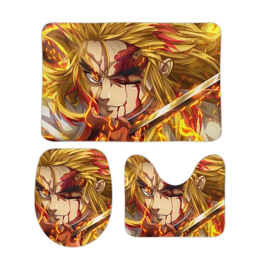 Amazon｜鬼滅の刃 炎柱 煉獄杏寿郎 トイレマット 3点セット