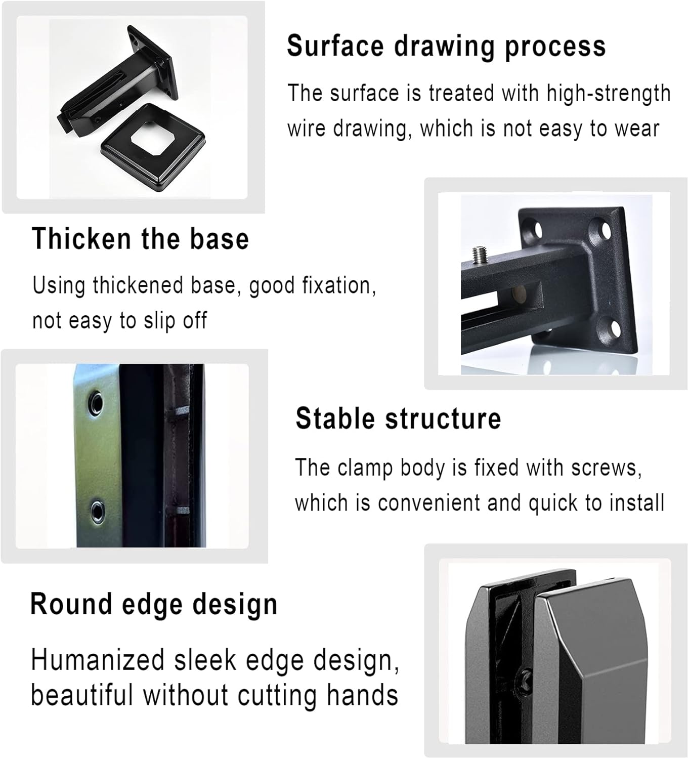 304 Stainless Steel Glass Clamp Glass Railing Fence Clips, Home Garden Balcony Glass Bracket, for Balustrade Staircase Handrail Pool Fence (Pack of 2)