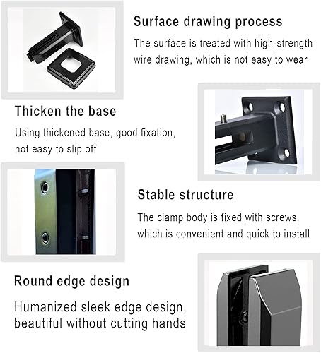 Miniatura 5 de Abrazadera de barandilla de vidrio, 14 piezas, abrazadera de vidrio de acero inoxidable 304, abrazadera de espiga para valla de piscina, para