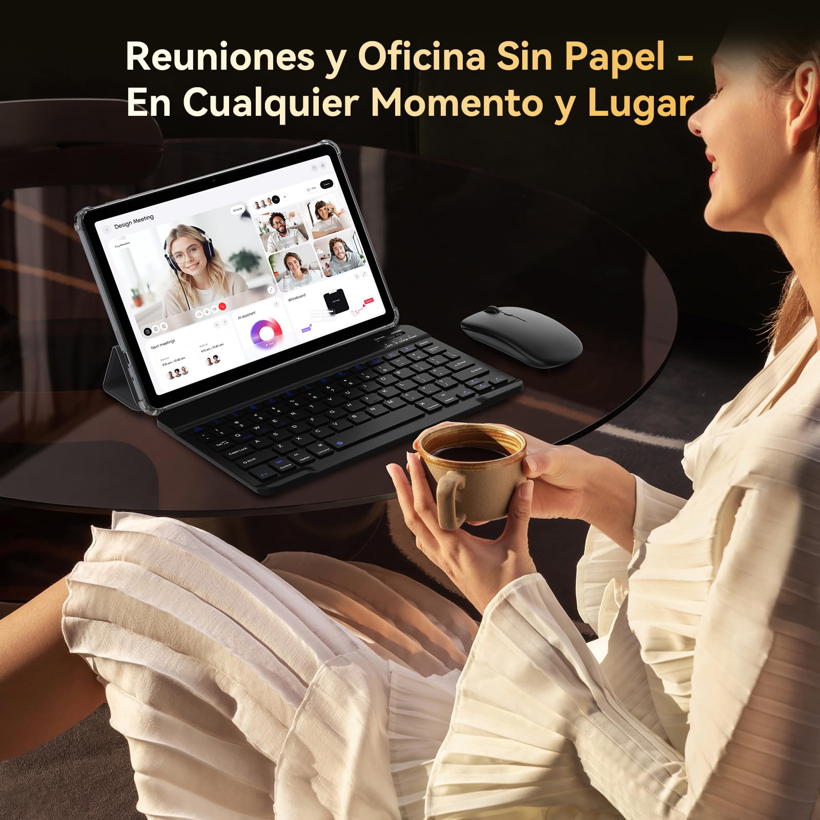 TABWEE Tablet 10 Pulgadas con Teclado y Lapiz, 18GB RAM+128GB ROM (2TB TF) | Tablet para Niños y Estudiantes, Android 15, 6000 mAh, Gemini AI, 5G WiFi, GPS (Garantía de 4 Años)