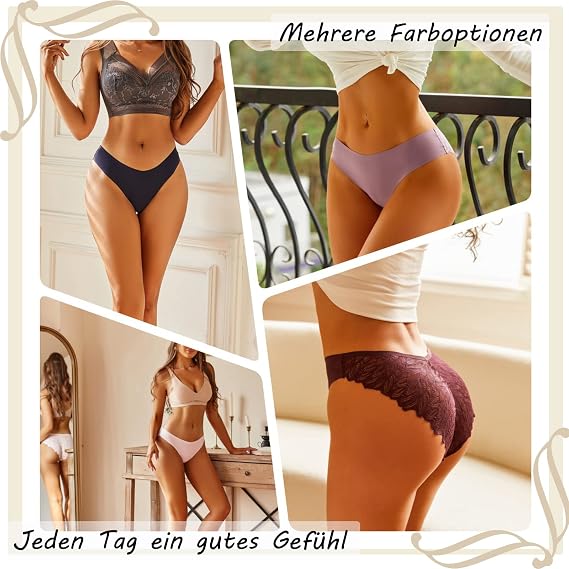 FINETOO Seamless Knickers For Women Multipack No Vpl Sexy Underwear Female Lace Panties For Ladies Comfort Hipster
