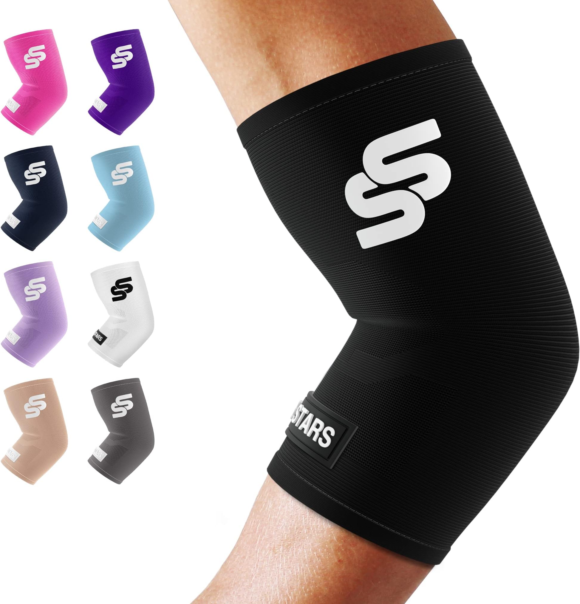 Sleeve Stars Elbow Sleeve for Pain Relief & Protection - Elbow Compression Sleeve for Women & Men - Supportive Elbow Brace for Tendonitis, Recovery & Ideal for Sports, Work