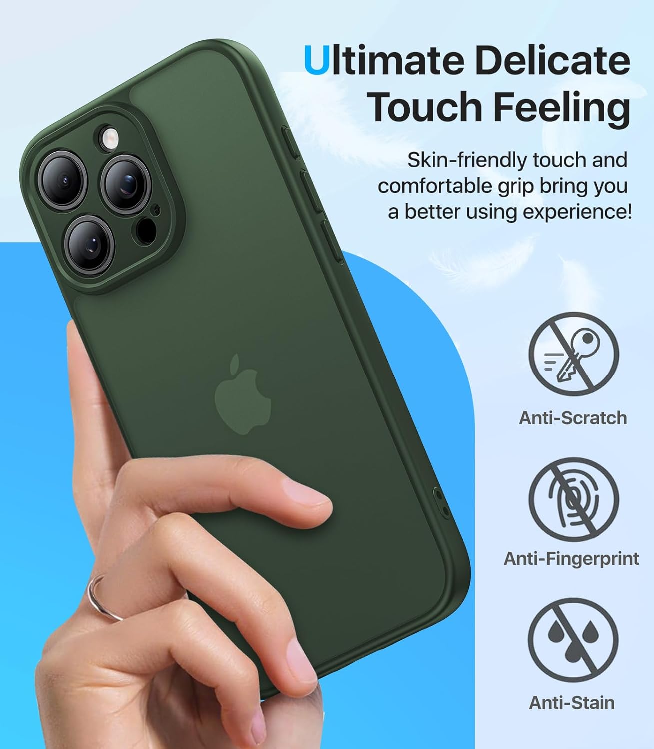 Shockproof for iPhone 15 Pro Max Case, [Camera Protection] [Military-Grade Drop Protection] Protective Anti-Yellow Slim Translucent Skin-Friendly for iPhone 15 Pro Max Phone Case, Forest Green - Image 5