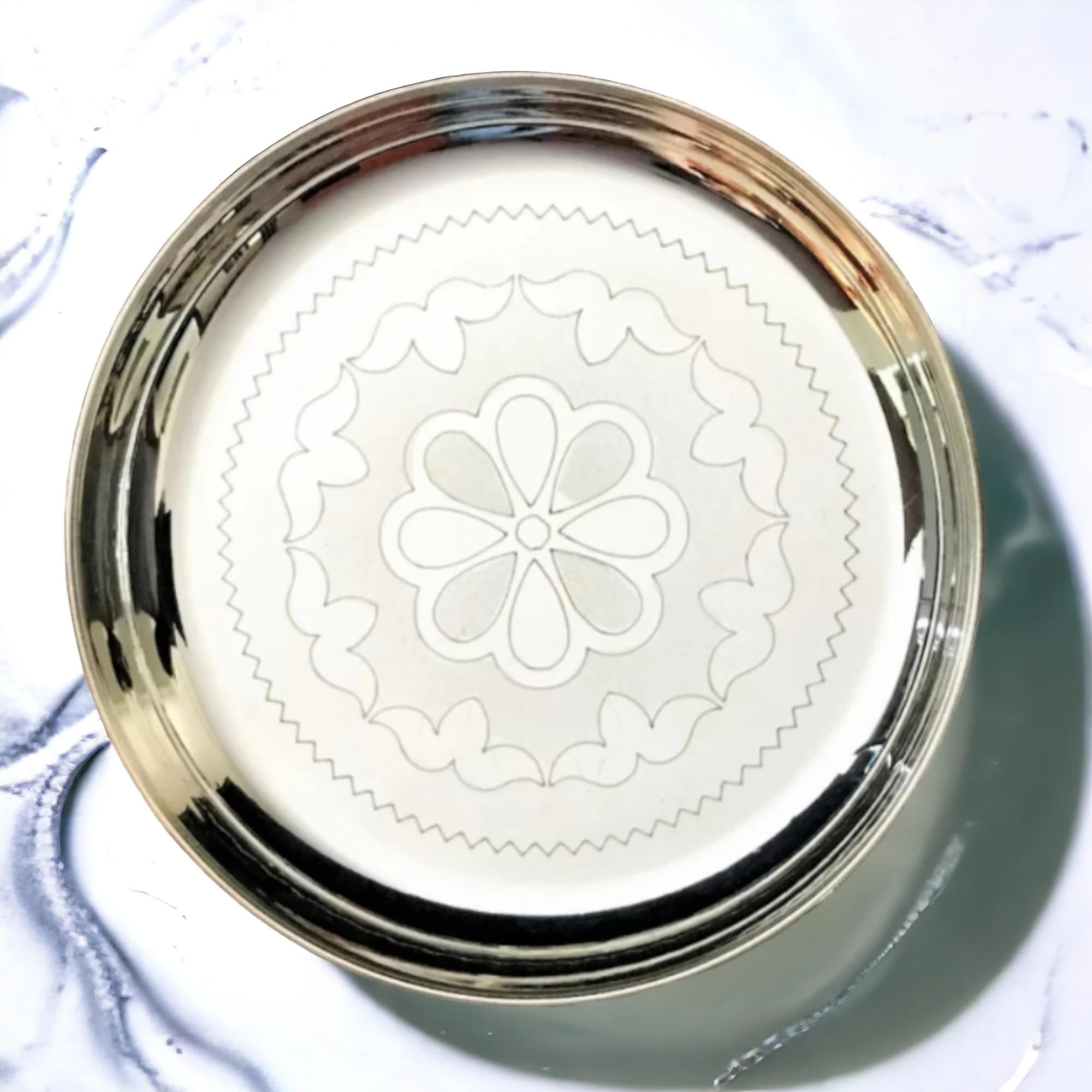 皿・プレート JANNA THOMAS STERLING SILVER PLATE Sigaram 8 Inch German Silver Floral Disign Pooja Plate for Home