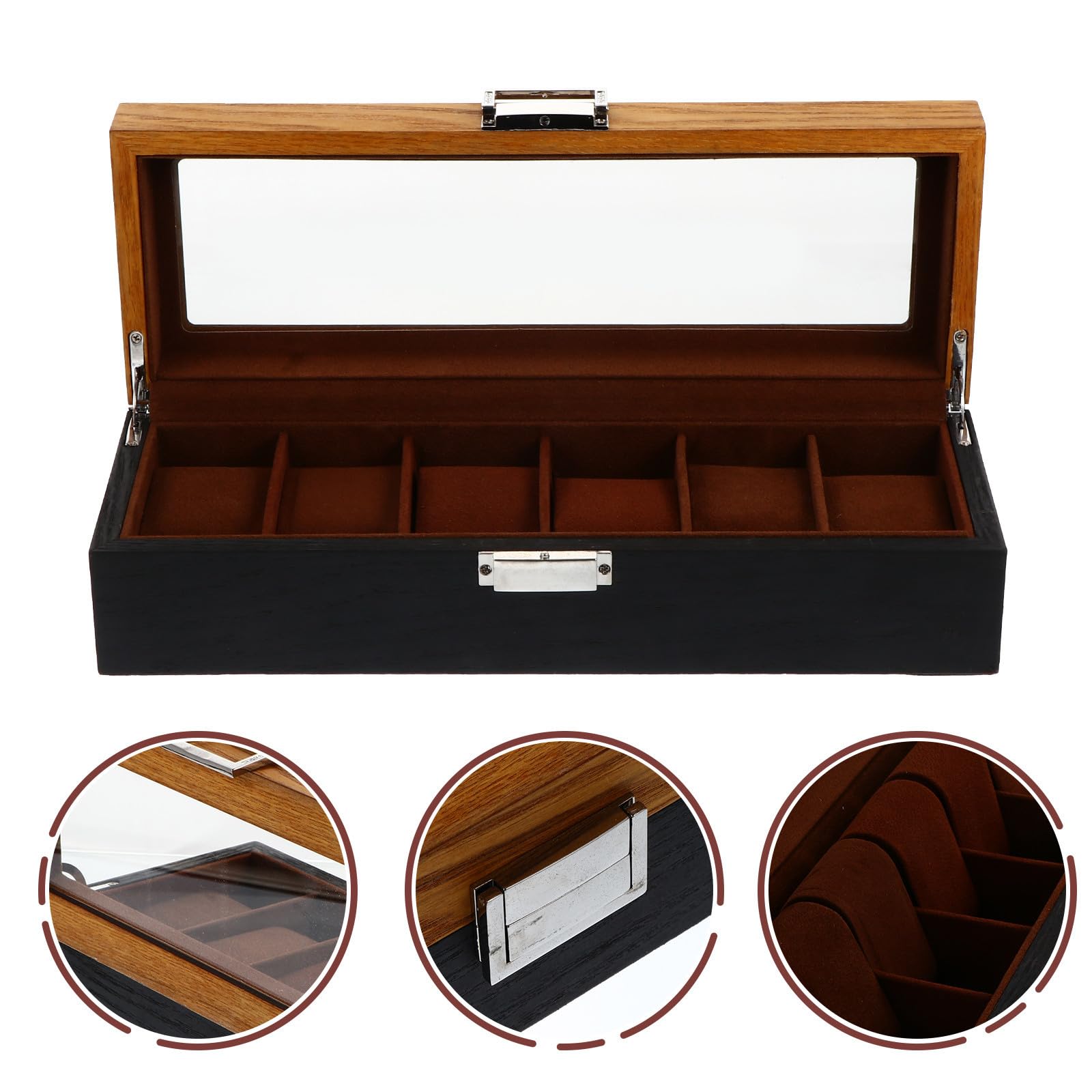 Alipis Caja de Reloj Vintage de Madera 6 Compartimentos y Hebilla