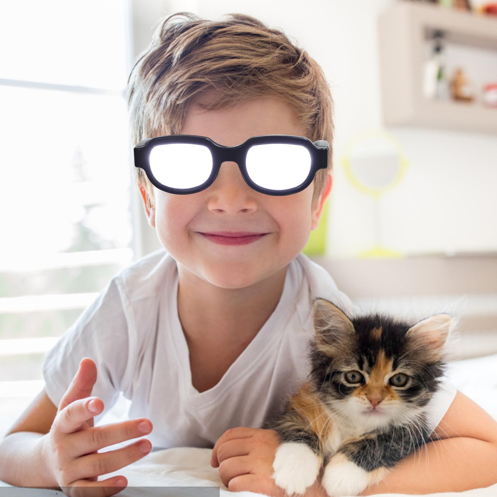 Gafas Luminosas LED Carga Usb, Plástico Negro para Fiestas y Ktv