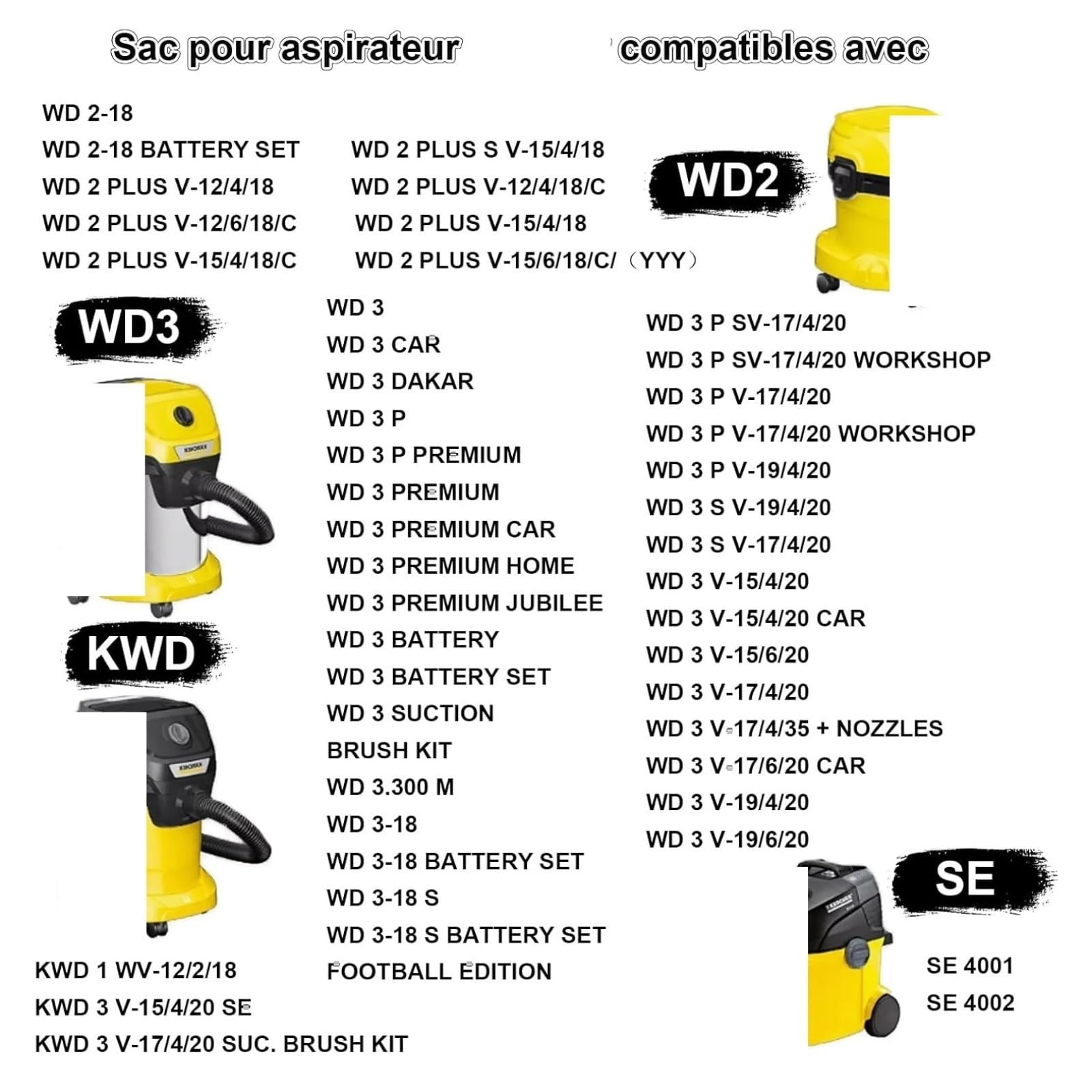 Staubsaugerbeutel, Kompatibel For Karcher, KFI 357/KWD1/KWD2/KWD3/WD2 Plus/WD3/SE 4001/SE 4002/WD 3.200-WD 3.800 M/2.863-314.0(15PCS)