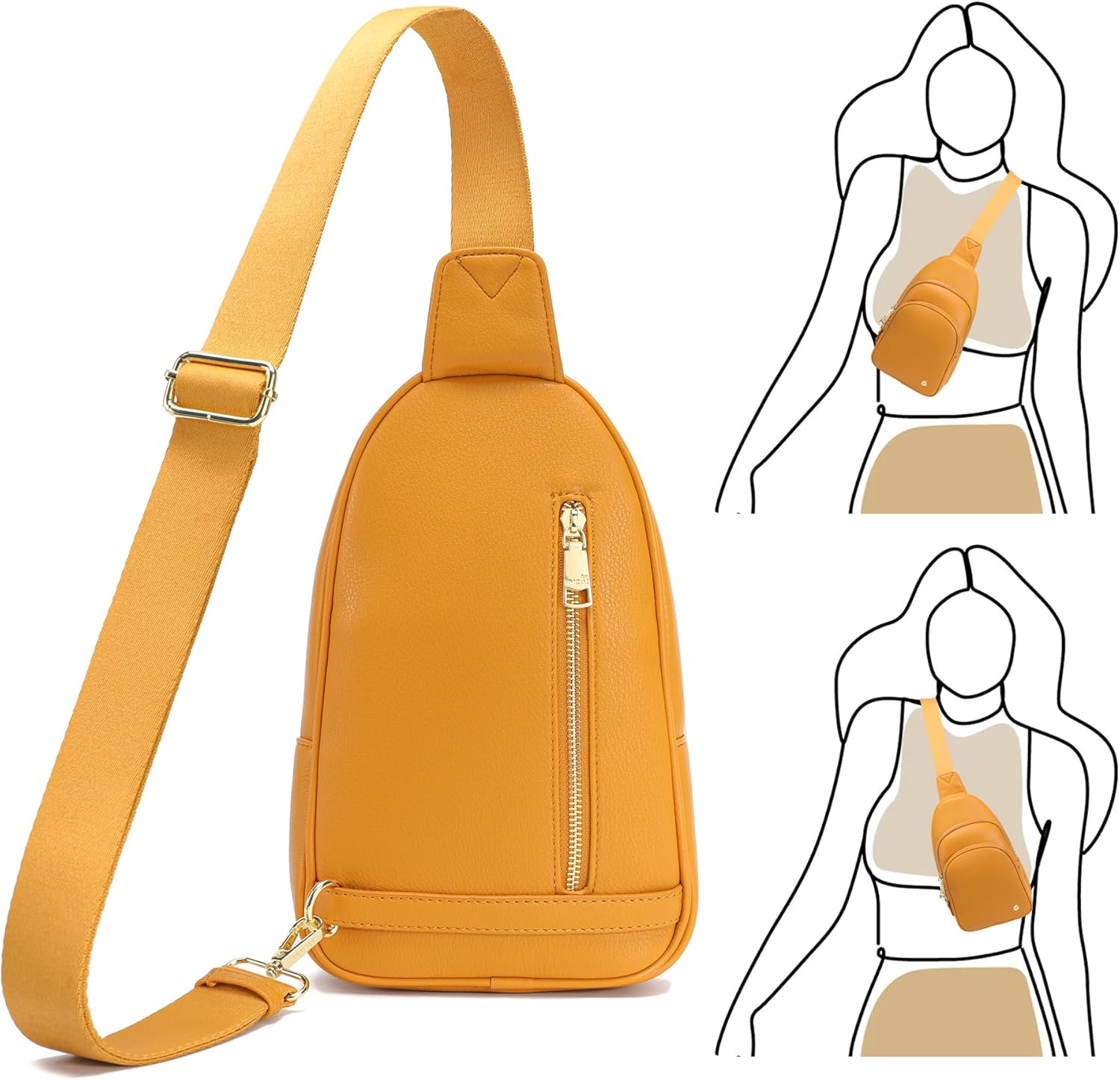 INICAT Crossbody Sling Bags Fanny Packs Leather Purses Chest Bag for Women - Image 6