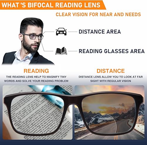 Miniatura 3 de JO Gafas de lectura bifocales fotocromáticas deportivas para hombre, lentes de sol bifocales para bicicleta con resorte de bisagra
