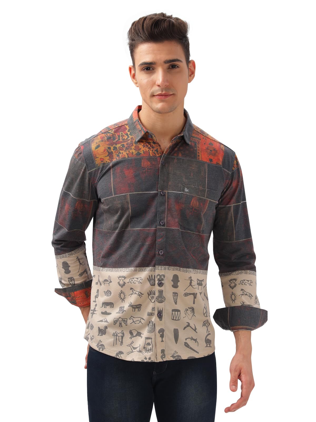 BULLMER Trendy Regular Fit Striped Causal Full Sleeve Shirt for Men.