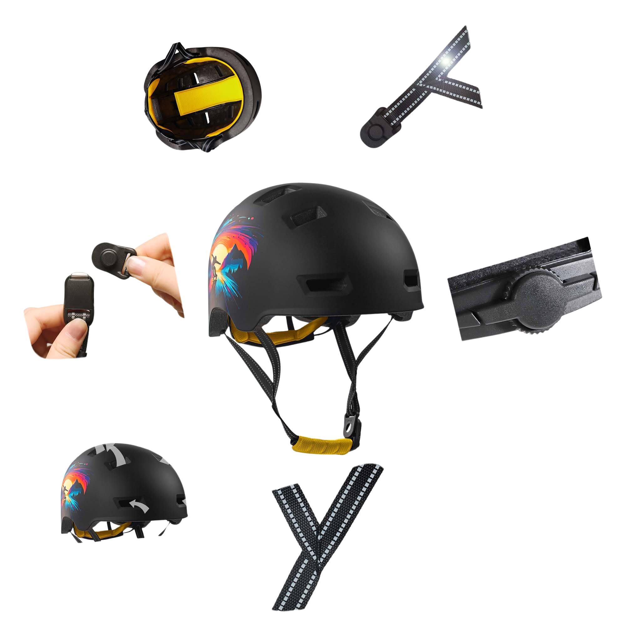 Crazy Safety Rampage Patinage Noir | Casque pour vélo, Skateboard, Rollers et BMX | Casque de vélo pour Hommes, Femmes et Enfants | M (54-57cm) | Casque Ajustable pour skateurs et Cyclistes