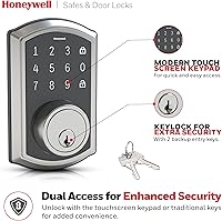 Vista 5 de Honeywell Cajas fuertes y cerraduras de puerta – Cerradura de puerta de entrada sin llave con teclado de pantalla táctil – Cerradura inteligente