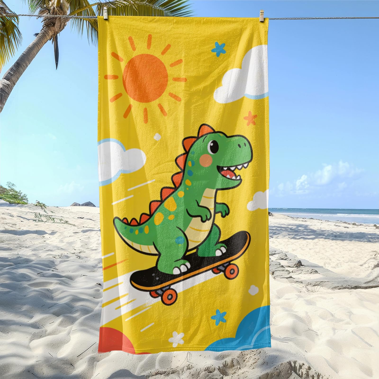 Fouta PlageÉtoile De Mer Jaune Coquille Rose Modèle Surdimensionné avec Diverses Tailles, Respirante et Portable, Parfaite pour Voyages Sorties Piscine et Usage Extérieur Quotidien 90x160 cm